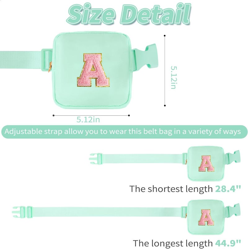 Uygafly Mini Belt Bag Fanny Pack with Initials Letter Patch Small Crossbody Bags Cute Stuff Birthday Gifts for Teenager Girls Trendy Stuff for Teens - Light Green,A - Image 5